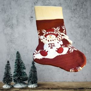 Texas A & M KNIT SNOWMAN CHRISTMAS STOCKING.